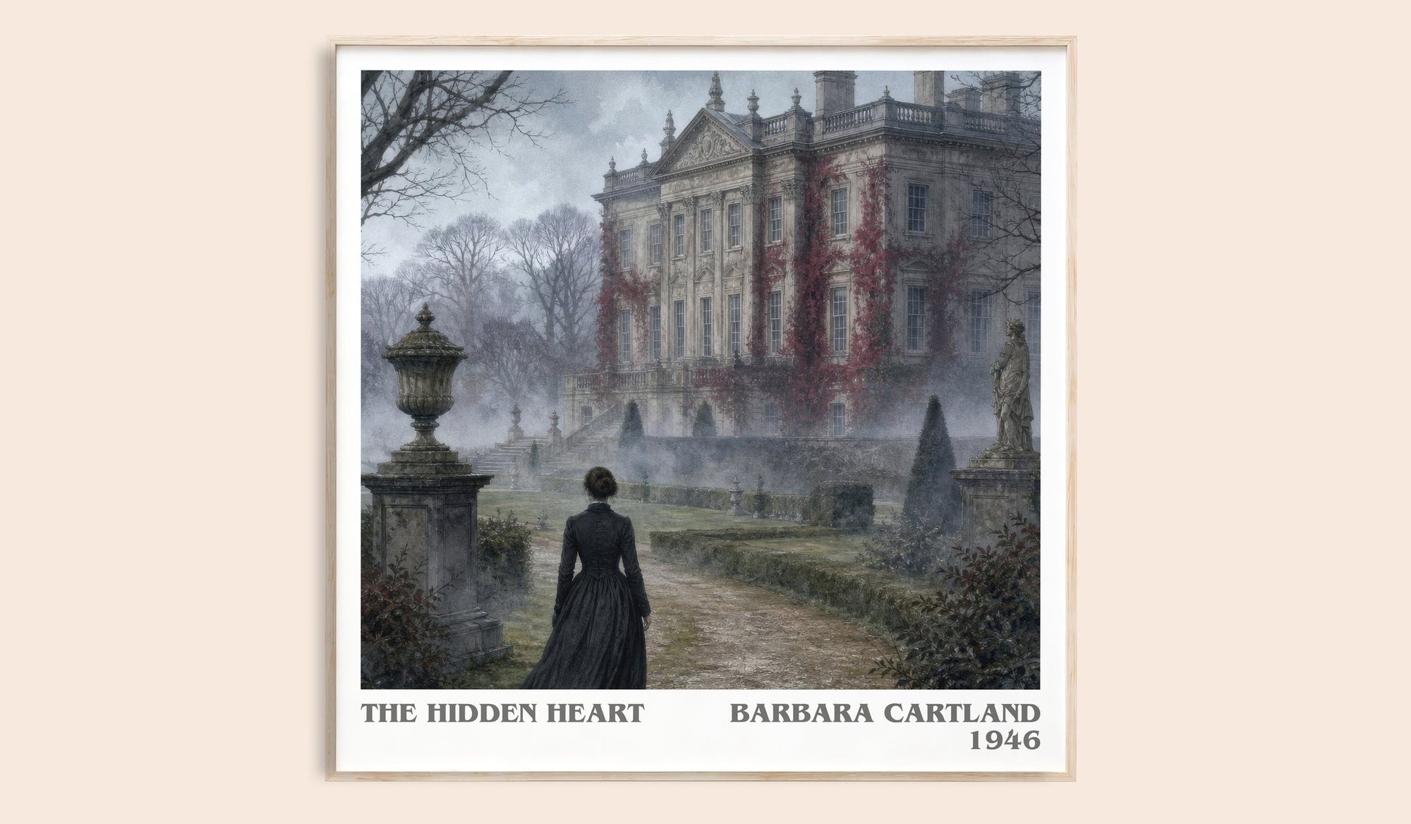 The Hidden Heart literary book poster by Barbara Cartland – framed literary art print