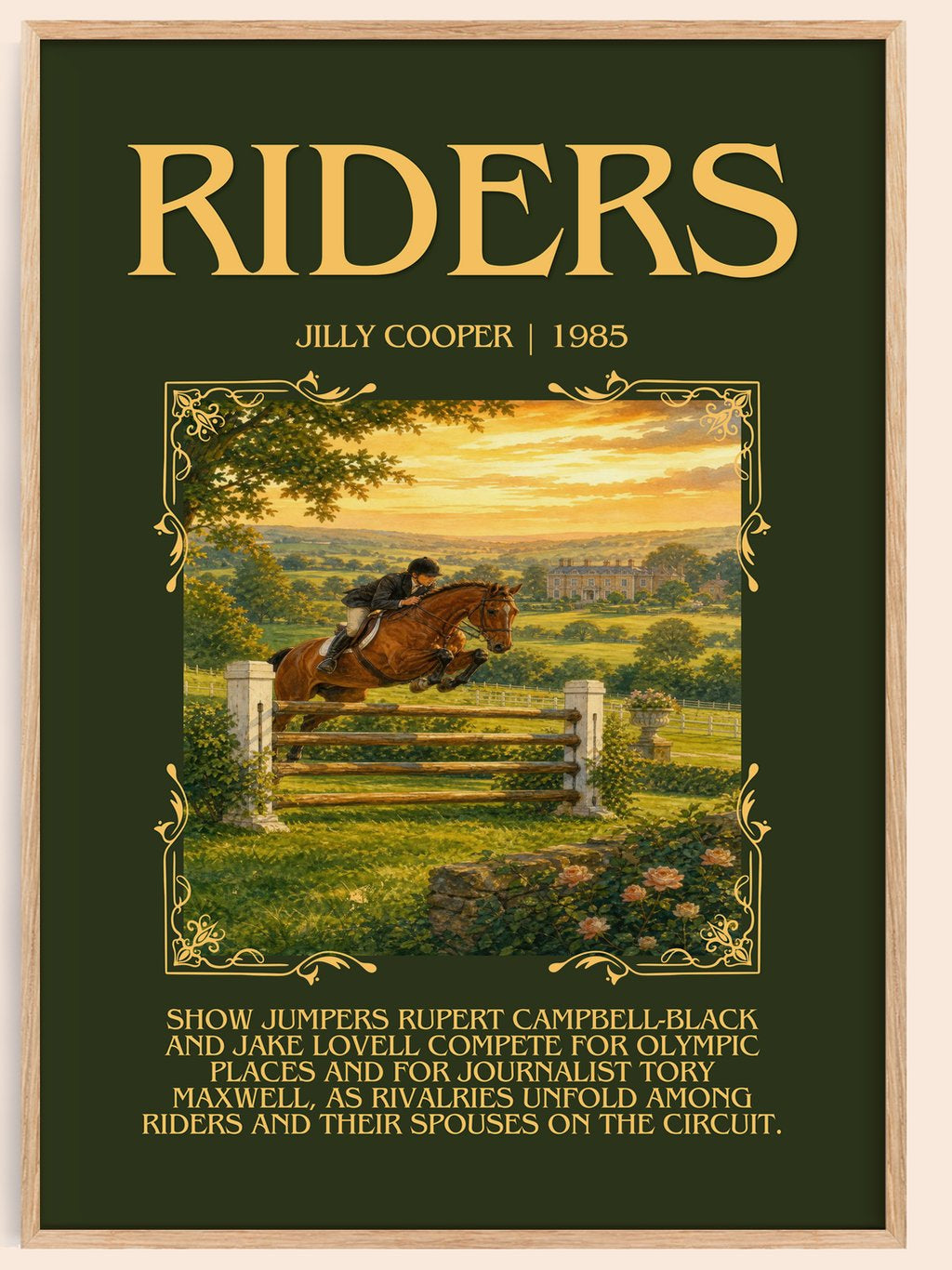 Riders Minimalist Book Poster by Jilly Cooper – book poster