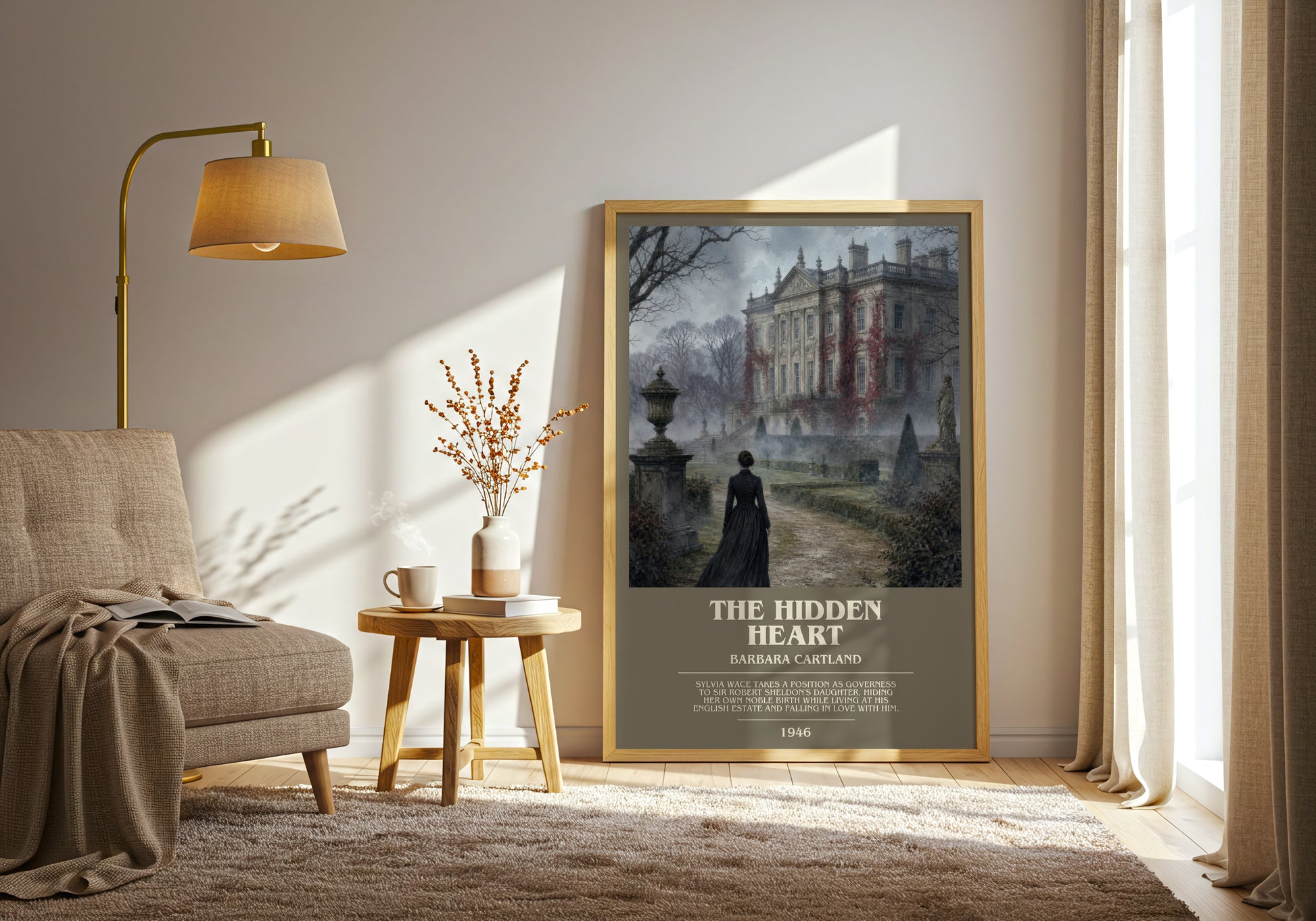 The Hidden Heart bookish print on bookshelf – Barbara Cartland fan gift
