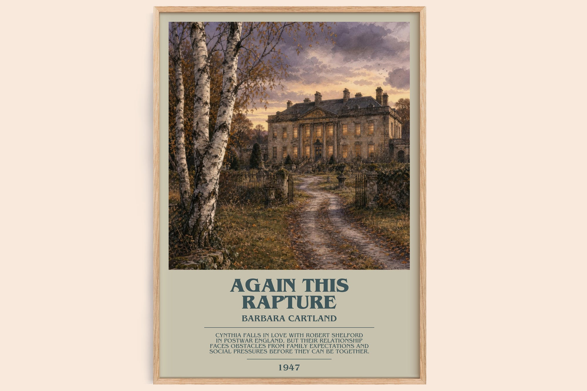 Again This Rapture bookish book poster by Barbara Cartland – framed literary art print
