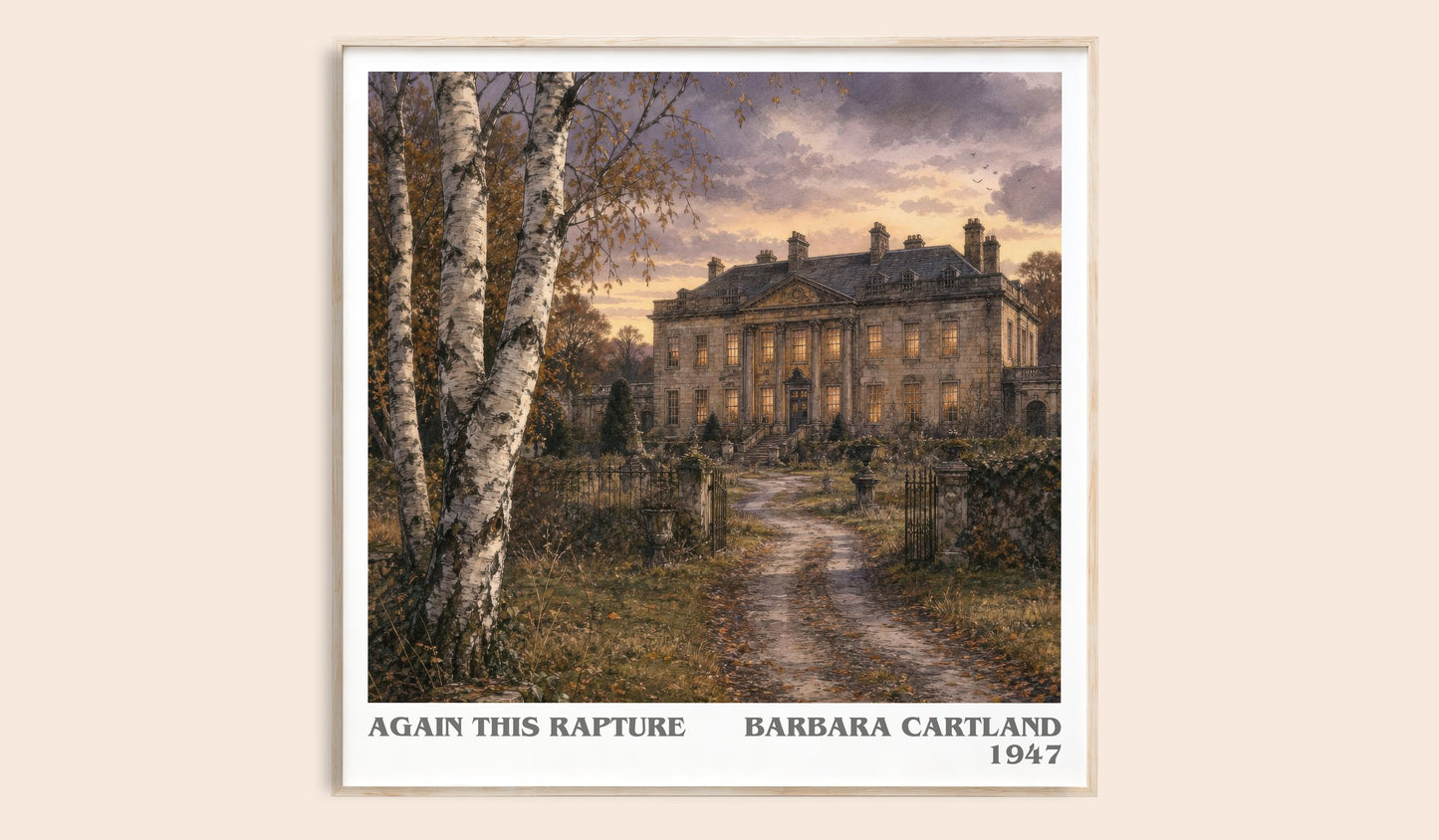 Again This Rapture literary book poster by Barbara Cartland – framed literary art print