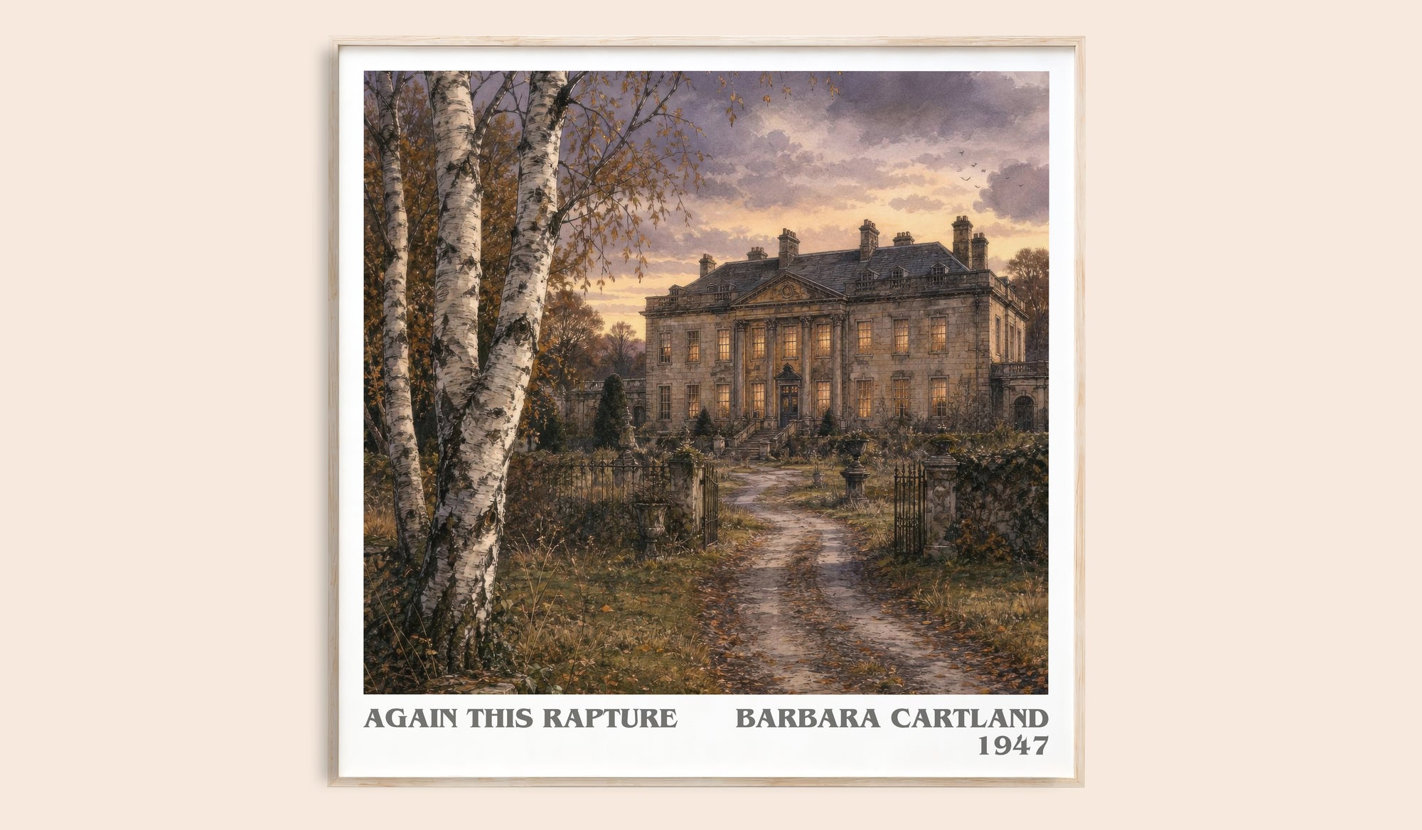 Again This Rapture literary book poster by Barbara Cartland – framed literary art print