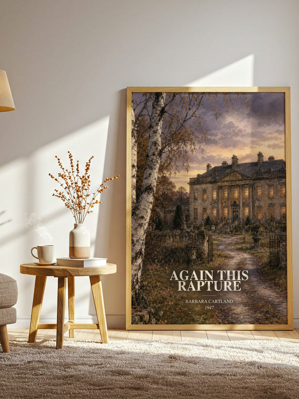 Again This Rapture watercolour print in frame leaning in hallway – romance wall art