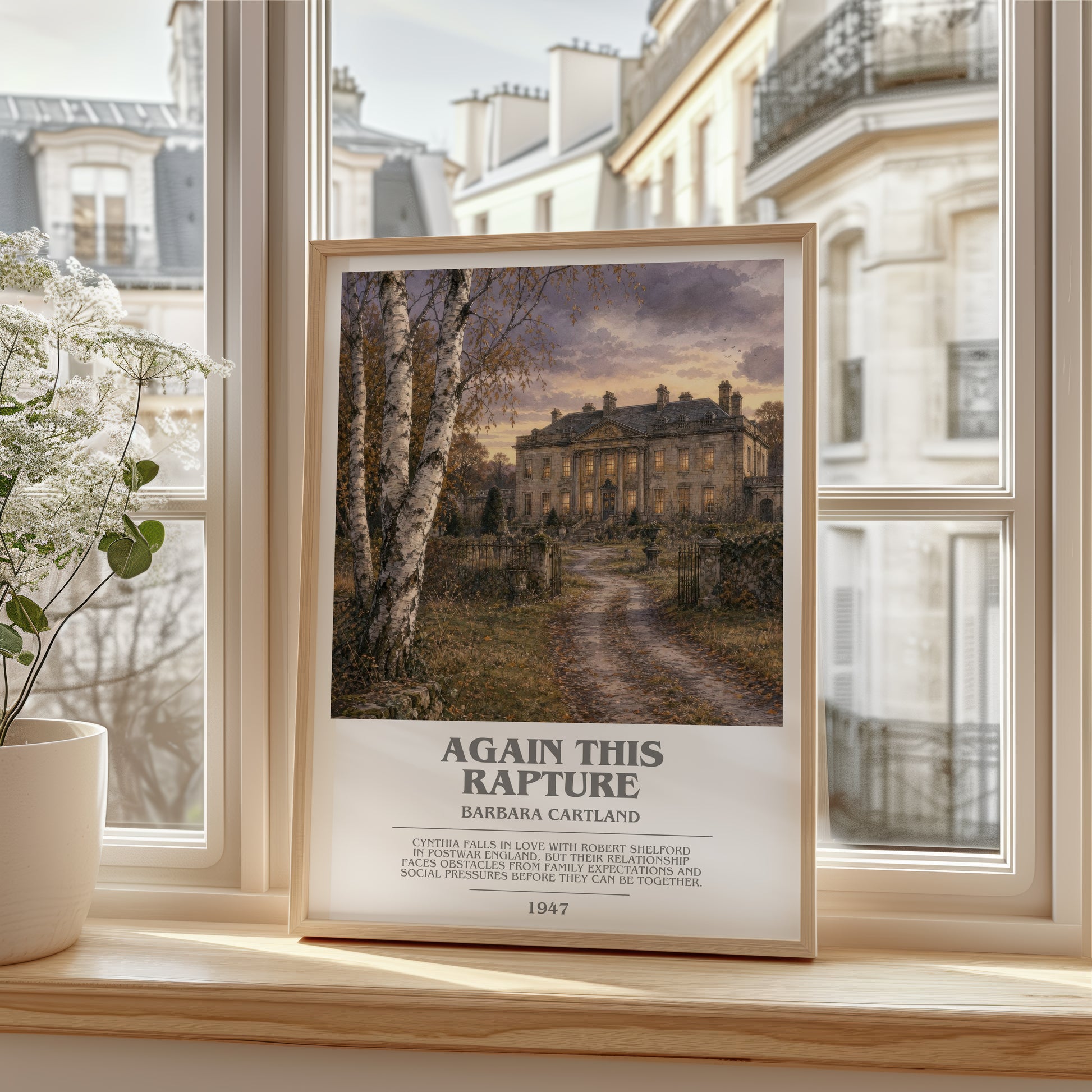 Again This Rapture bookish poster colour and style options – Barbara Cartland book art