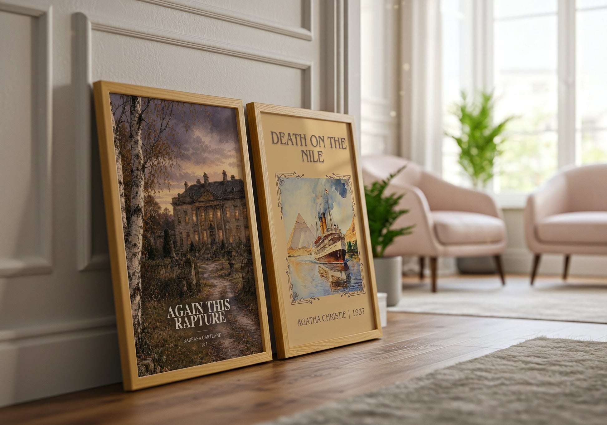 Again This Rapture watercolour print framed by window – literary home decor