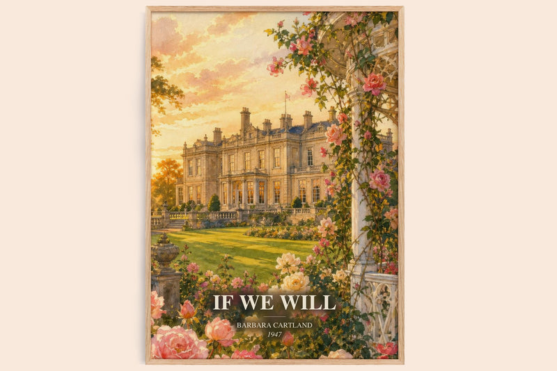 If We Will watercolour book poster by Barbara Cartland – framed literary art print