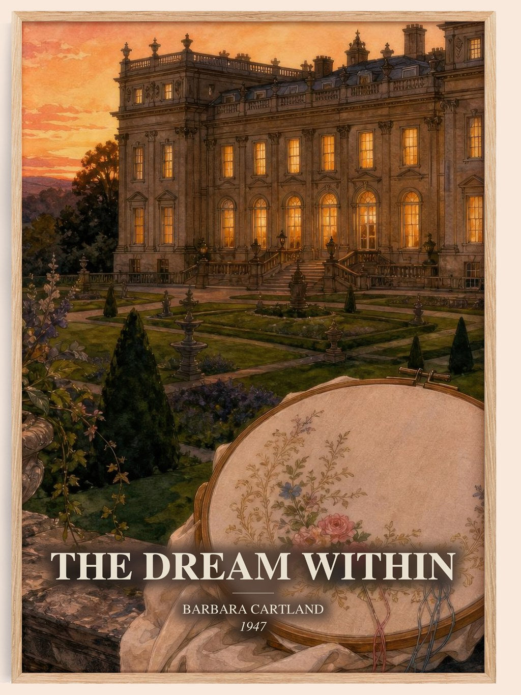 The Dream Within watercolour book poster by Barbara Cartland – framed literary art print