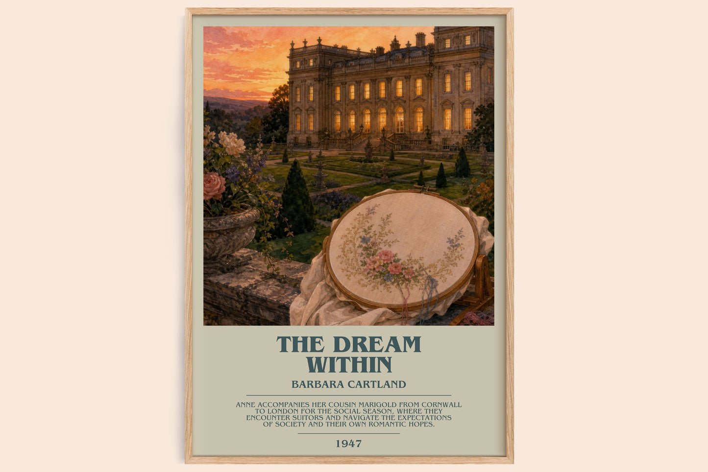 The Dream Within bookish book poster by Barbara Cartland – framed literary art print