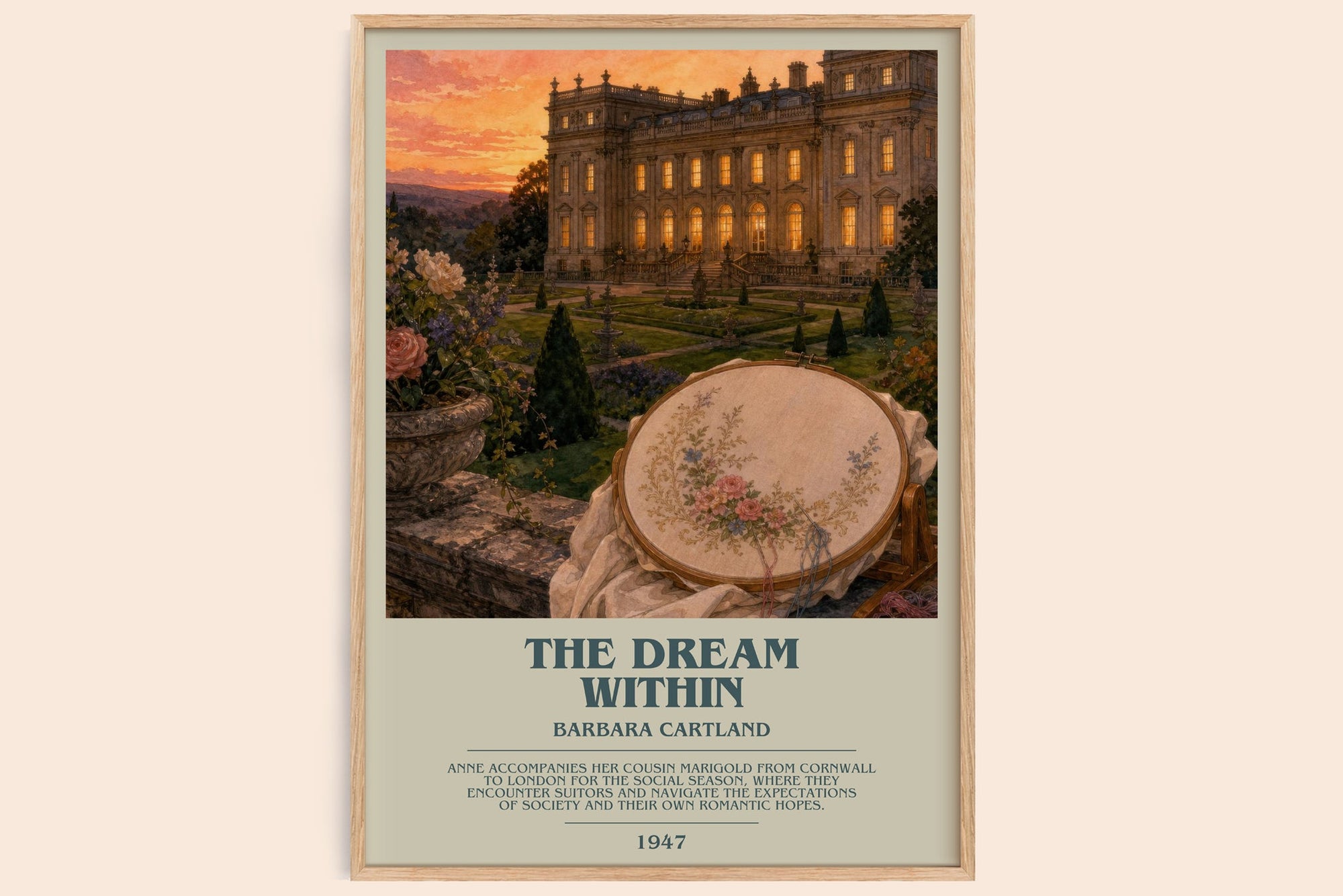 The Dream Within bookish book poster by Barbara Cartland – framed literary art print