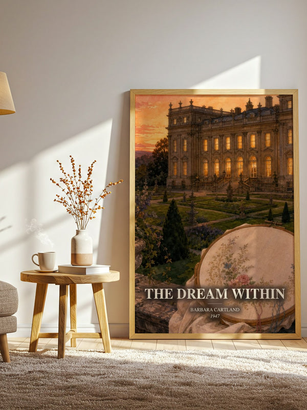 The Dream Within watercolour print in frame leaning in hallway – romance wall art