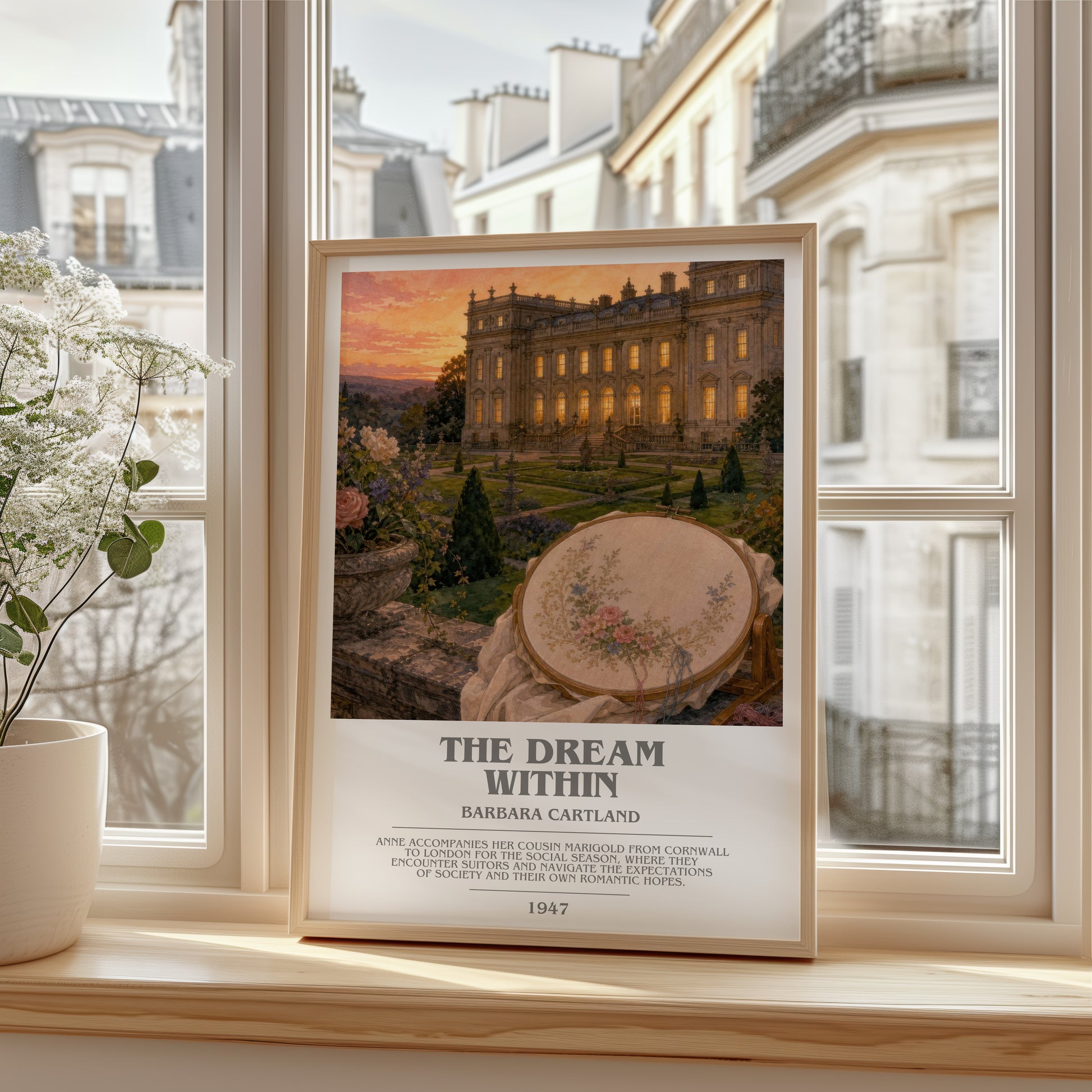 The Dream Within bookish poster colour and style options – Barbara Cartland book art