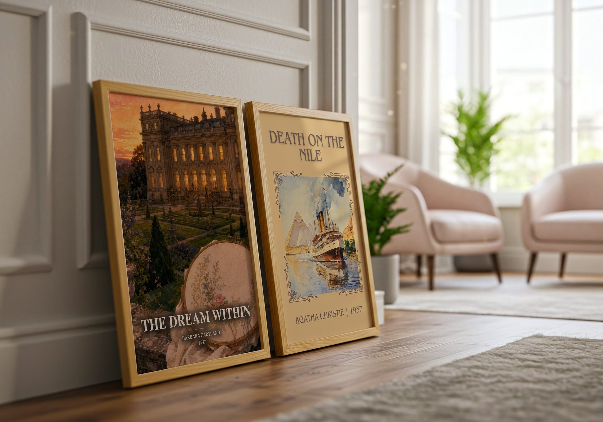 The Dream Within watercolour print framed by window – literary home decor