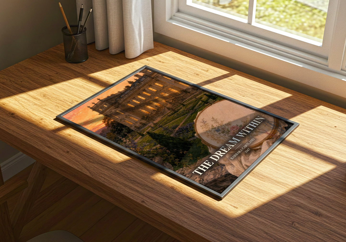 The Dream Within watercolour book poster framed on wall – romance wall art