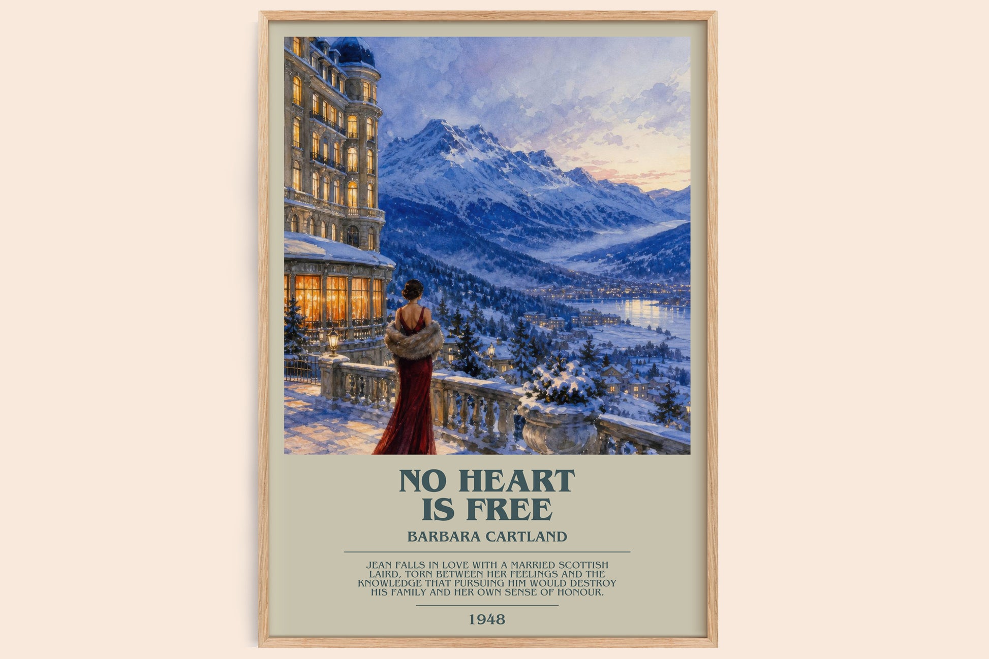 No Heart Is Free bookish book poster by Barbara Cartland – framed literary art print