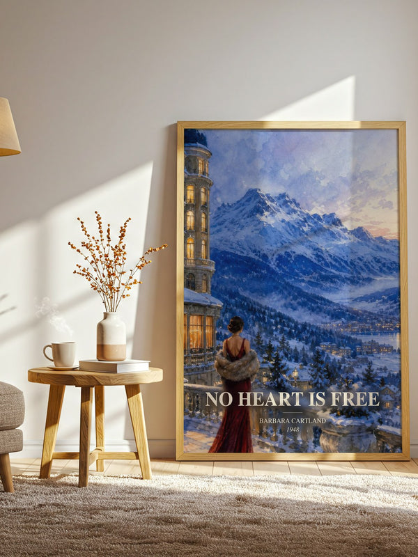 No Heart Is Free watercolour print in frame leaning in hallway – romance wall art