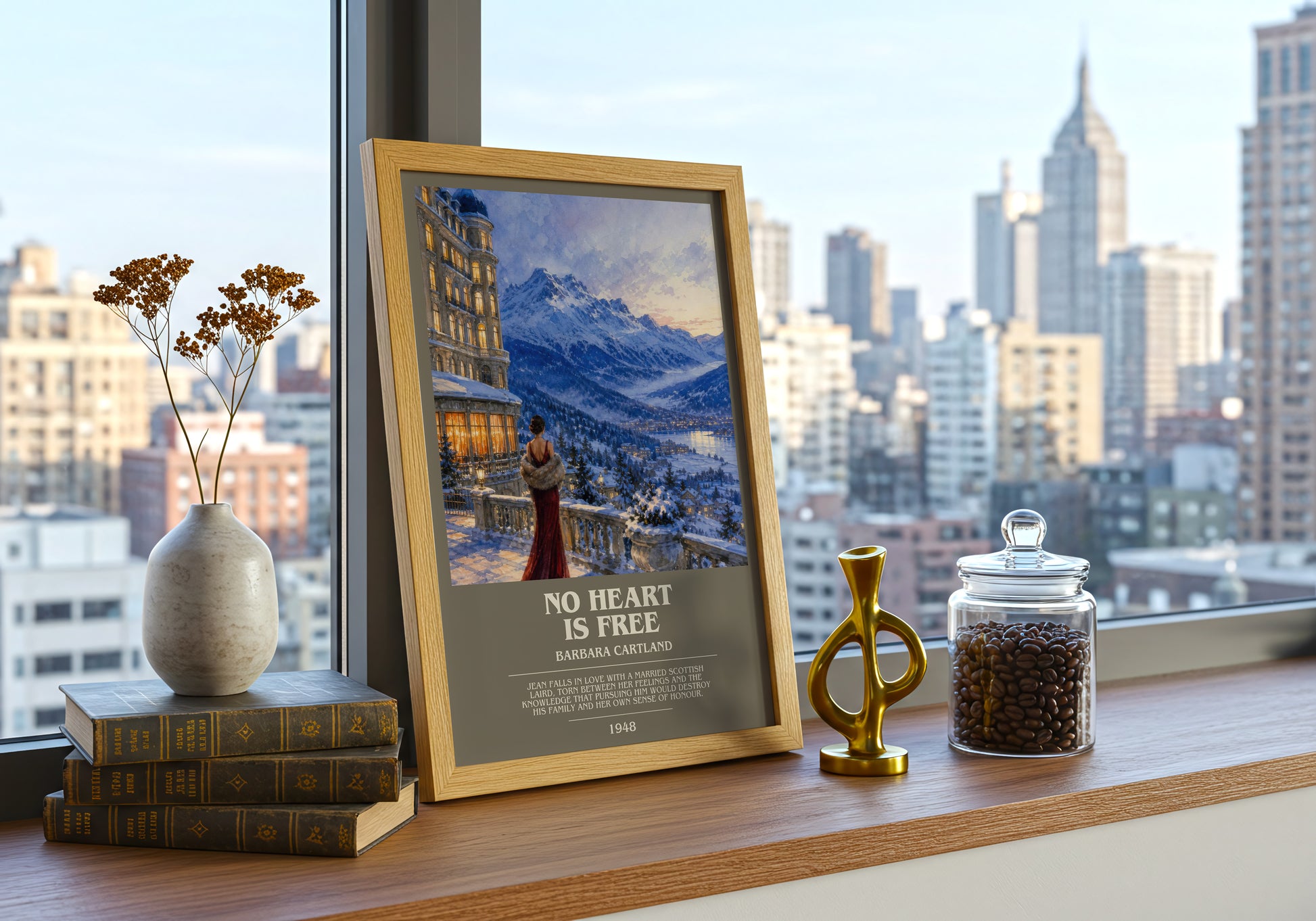 No Heart Is Free bookish print framed by window – literary home decor