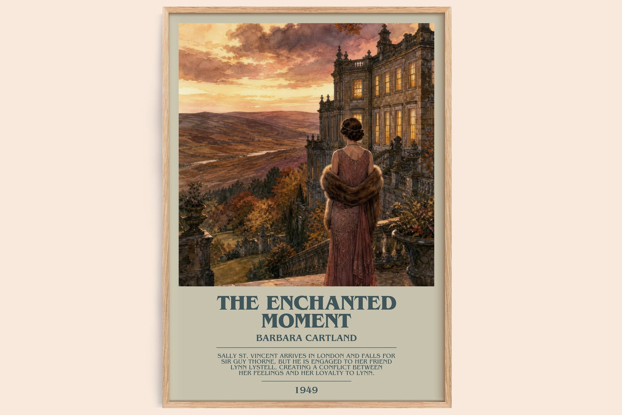 The Enchanted Moment bookish book poster by Barbara Cartland – framed literary art print