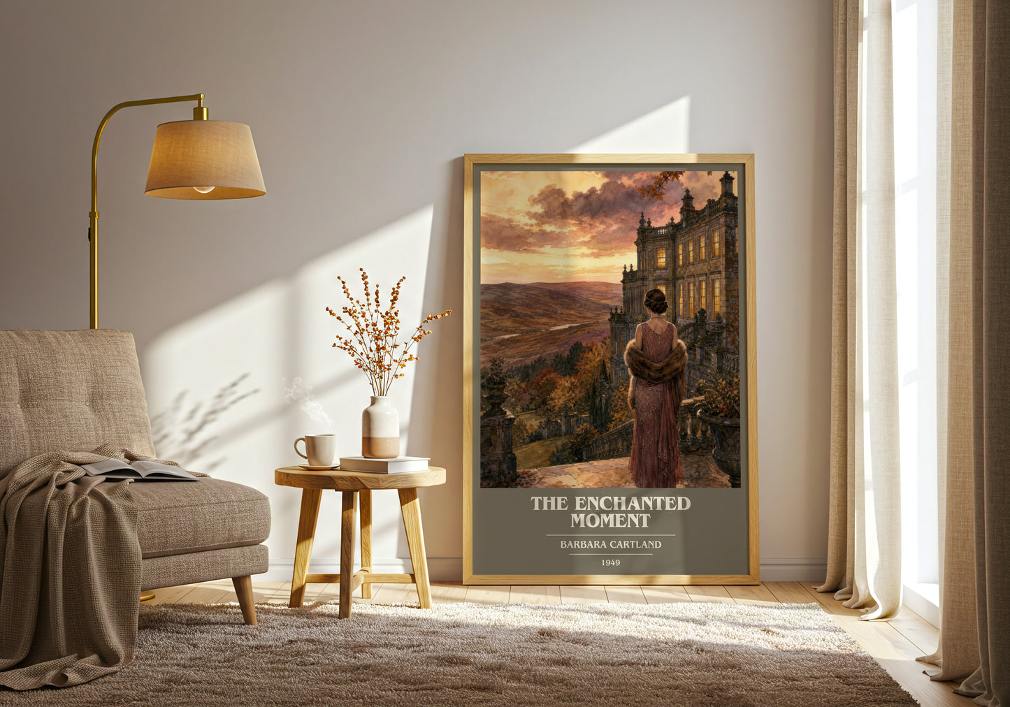 The Enchanted Moment book cover print on bookshelf – Barbara Cartland fan gift