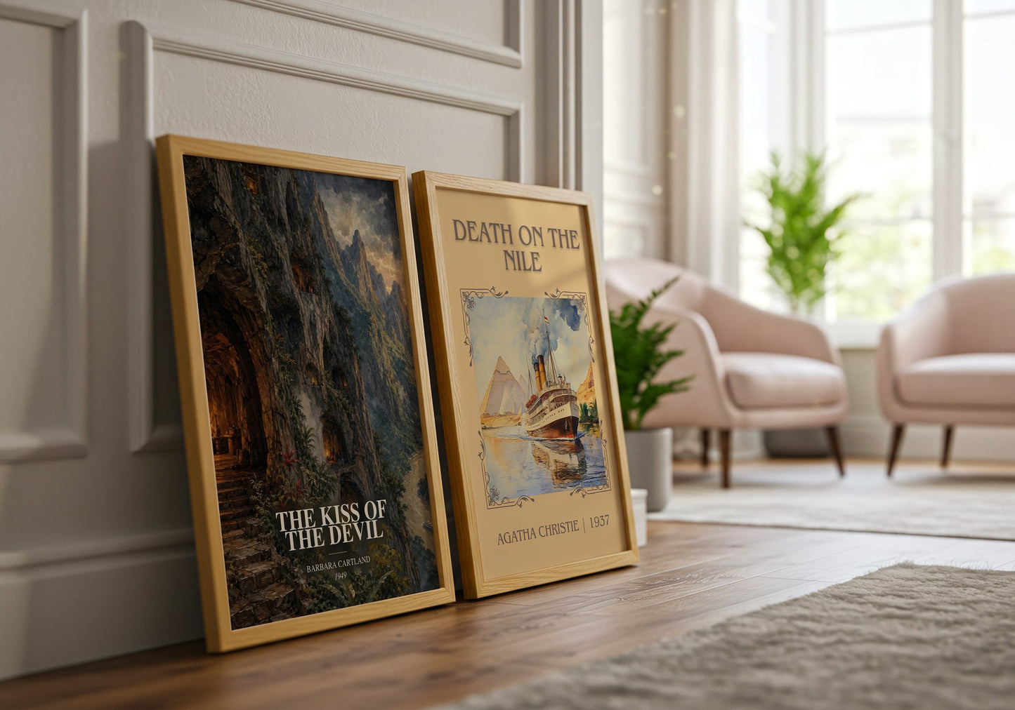 The Kiss Of The Devil watercolour print framed by window – literary home decor
