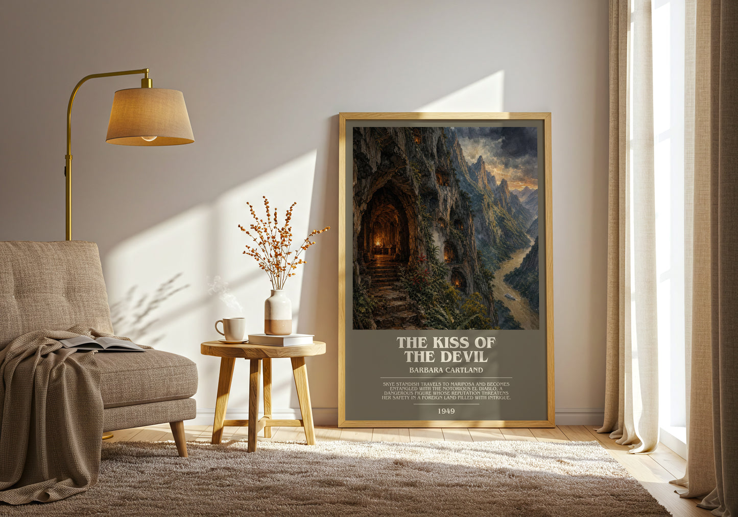 The Kiss Of The Devil bookish print on bookshelf – Barbara Cartland fan gift