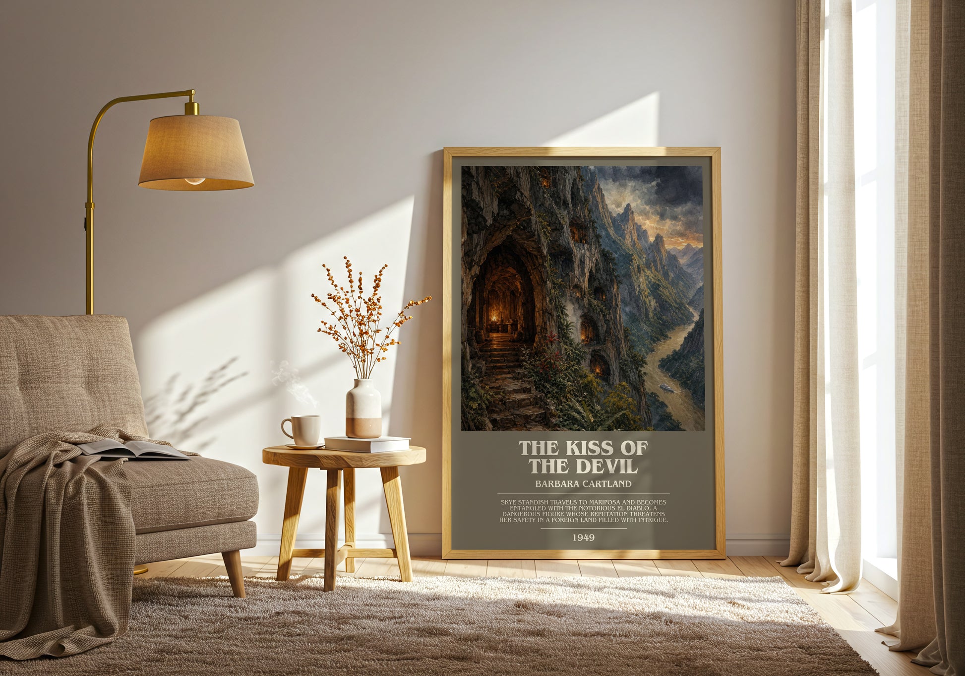 The Kiss Of The Devil bookish print on bookshelf – Barbara Cartland fan gift