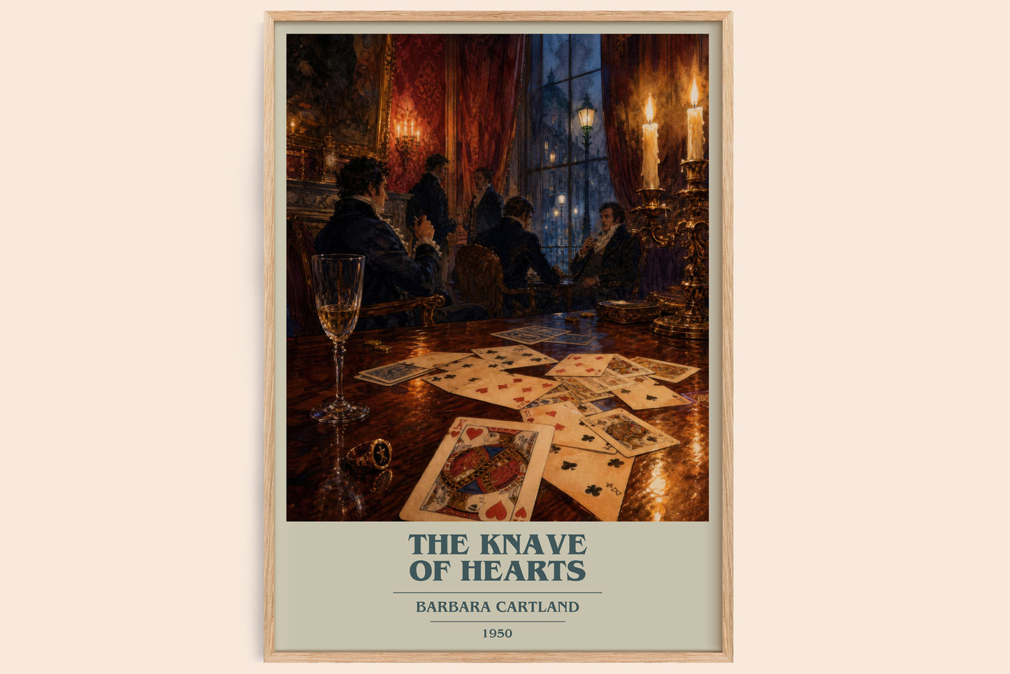 The Knave Of Hearts book cover book poster by Barbara Cartland – framed literary art print