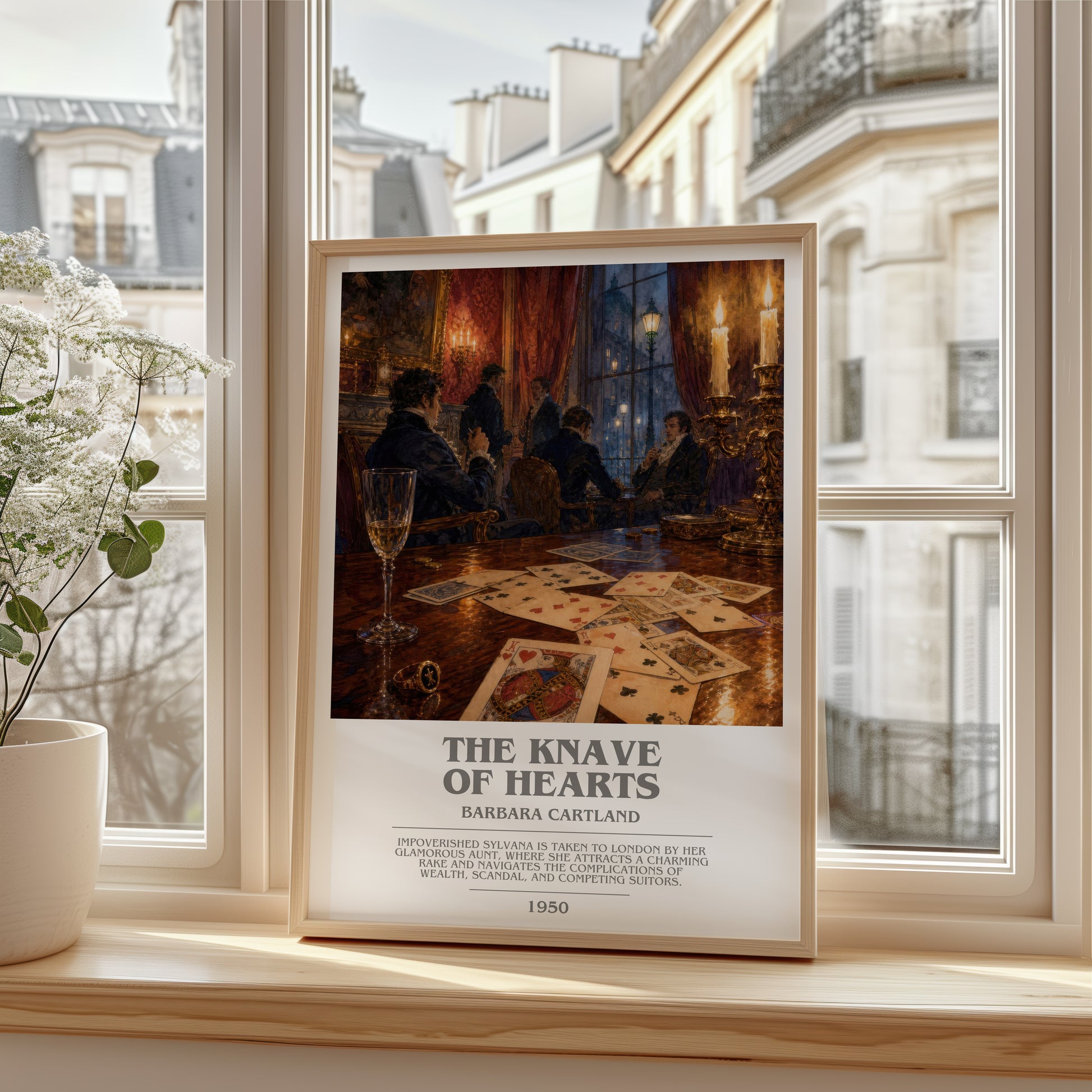 The Knave Of Hearts bookish poster colour and style options – Barbara Cartland book art