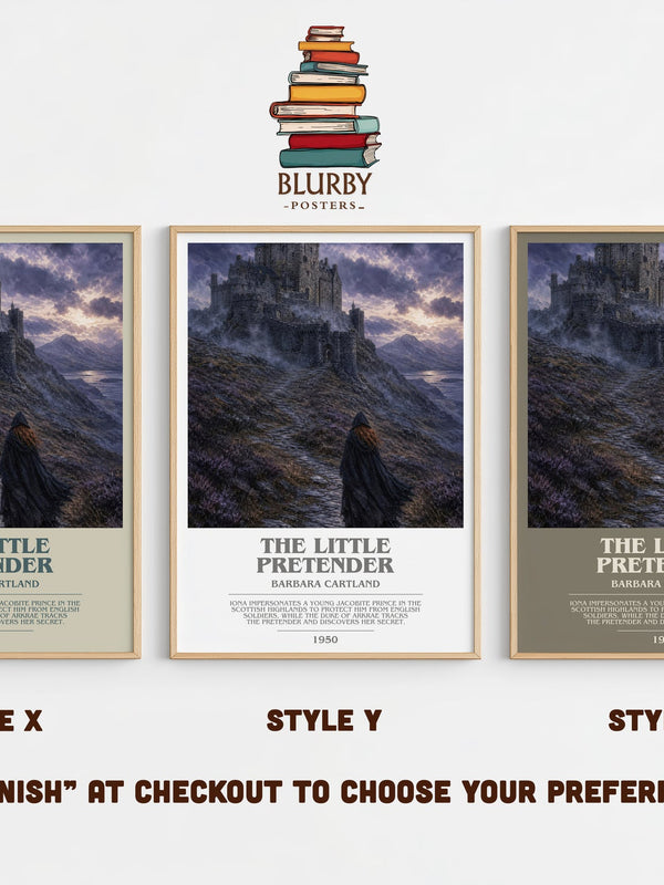 The Little Pretender bookish print in frame leaning in hallway – romance wall art