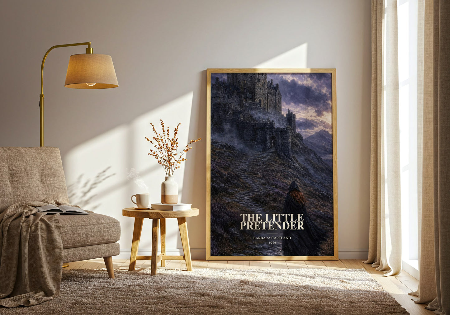 The Little Pretender watercolour print in frame leaning in hallway – romance wall art