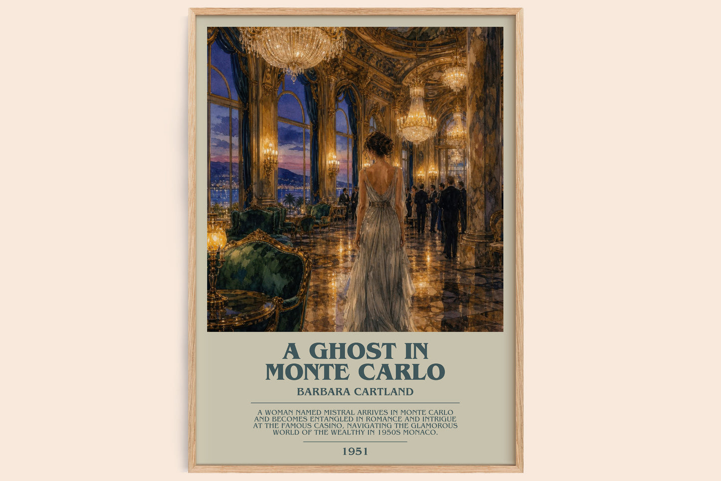 A Ghost In Monte Carlo bookish book poster by Barbara Cartland – framed literary art print