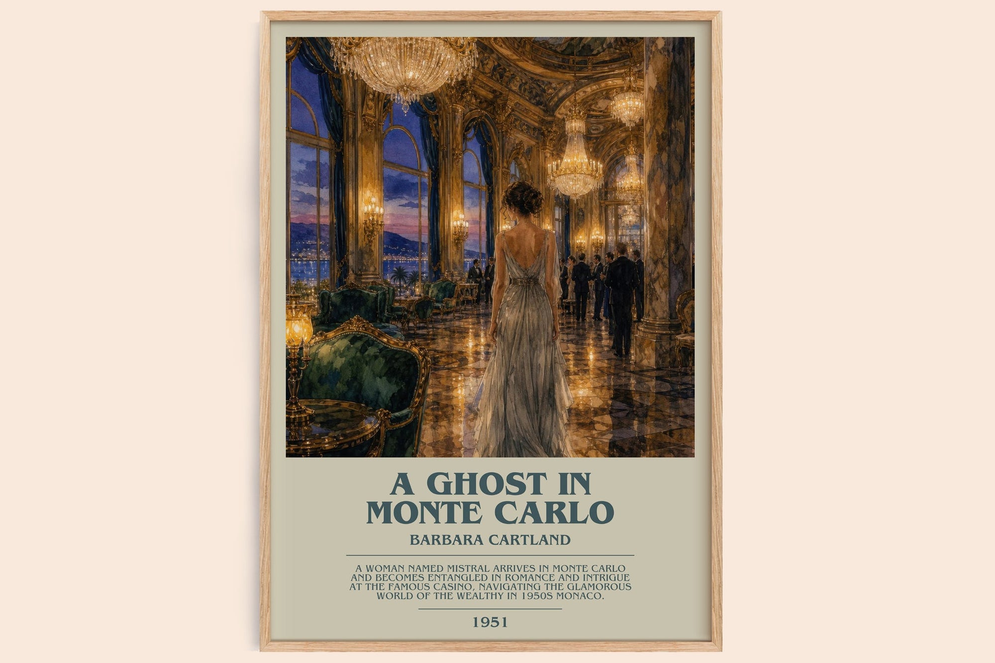 A Ghost In Monte Carlo bookish book poster by Barbara Cartland – framed literary art print