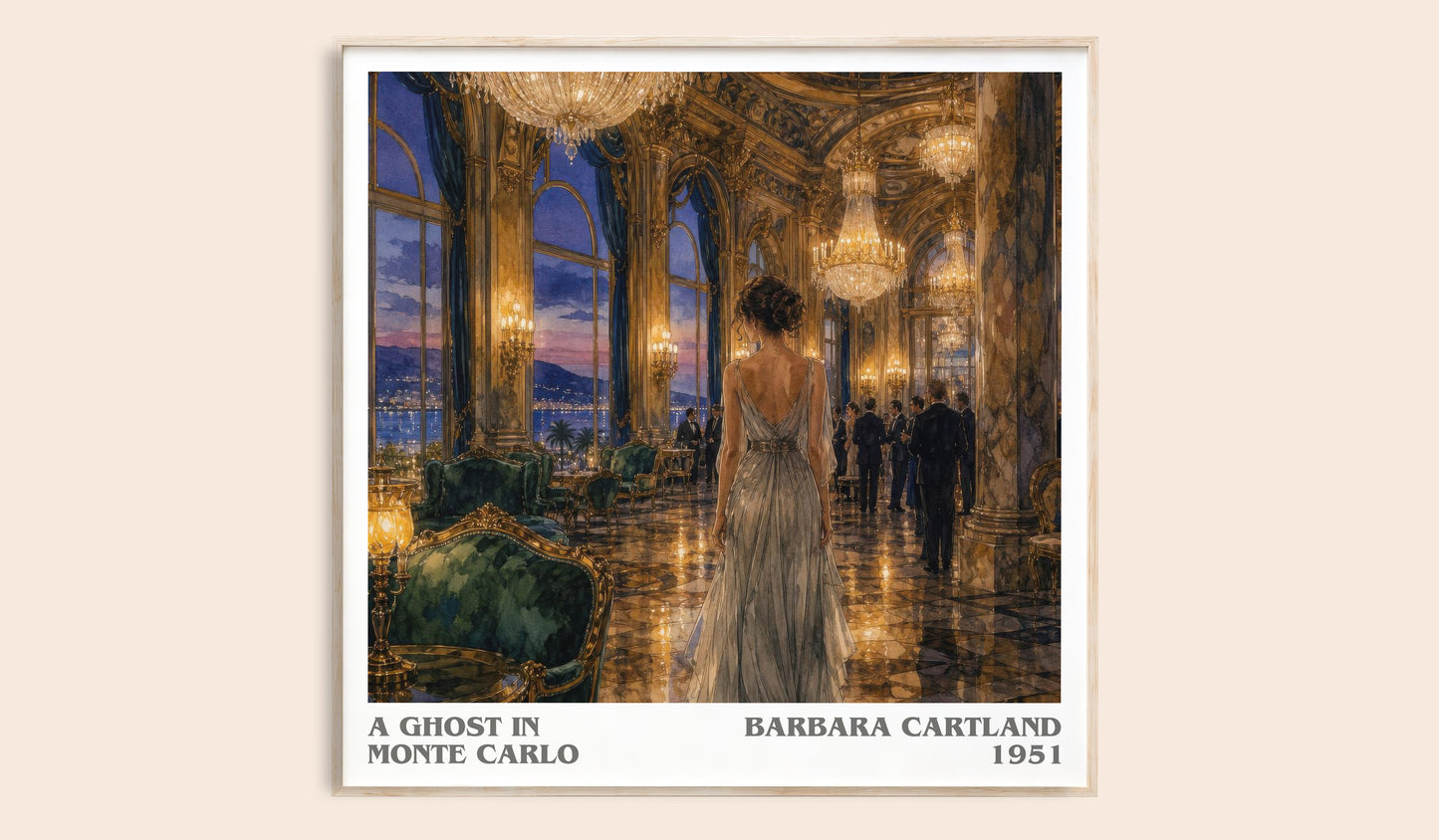 A Ghost In Monte Carlo literary book poster by Barbara Cartland – framed literary art print