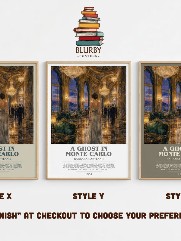 A Ghost In Monte Carlo bookish print in frame leaning in hallway – romance wall art