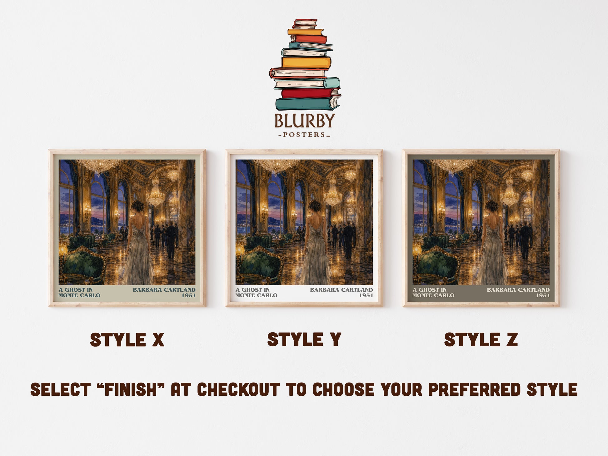 A Ghost In Monte Carlo literary print in frame leaning in hallway – romance wall art
