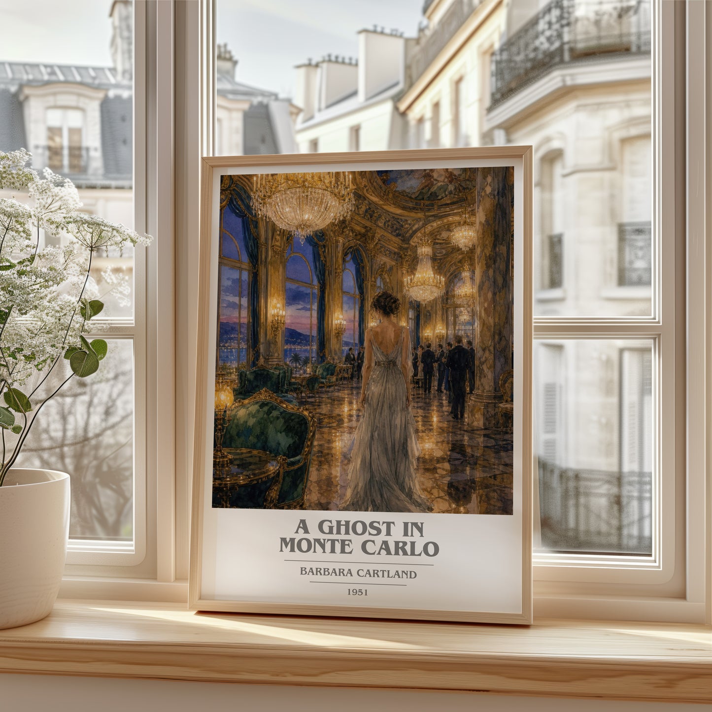 A Ghost In Monte Carlo book cover poster colour and style options – Barbara Cartland book art