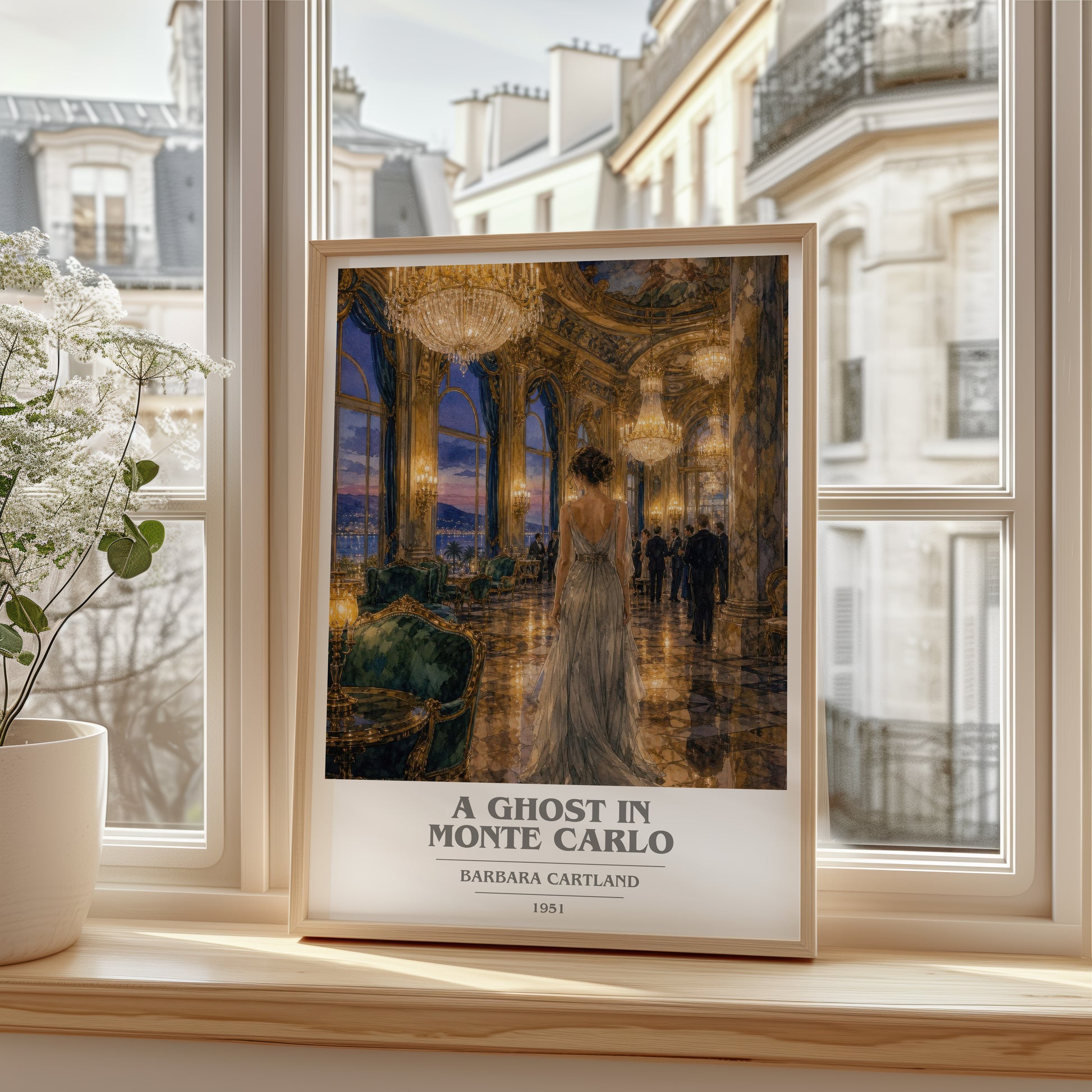 A Ghost In Monte Carlo book cover poster colour and style options – Barbara Cartland book art