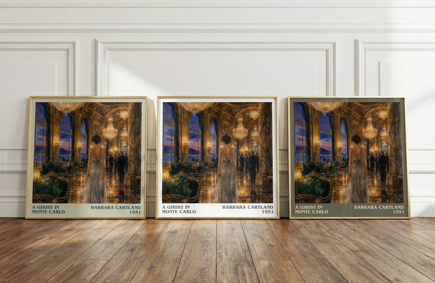 A Ghost In Monte Carlo literary art print colour and style options – Barbara Cartland book art