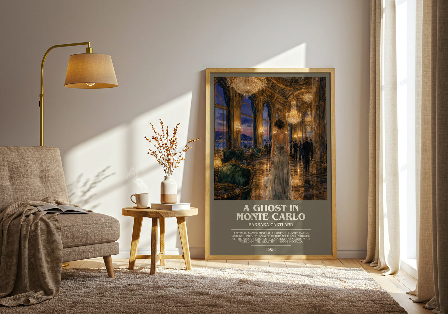 A Ghost In Monte Carlo bookish print on bookshelf – Barbara Cartland fan gift