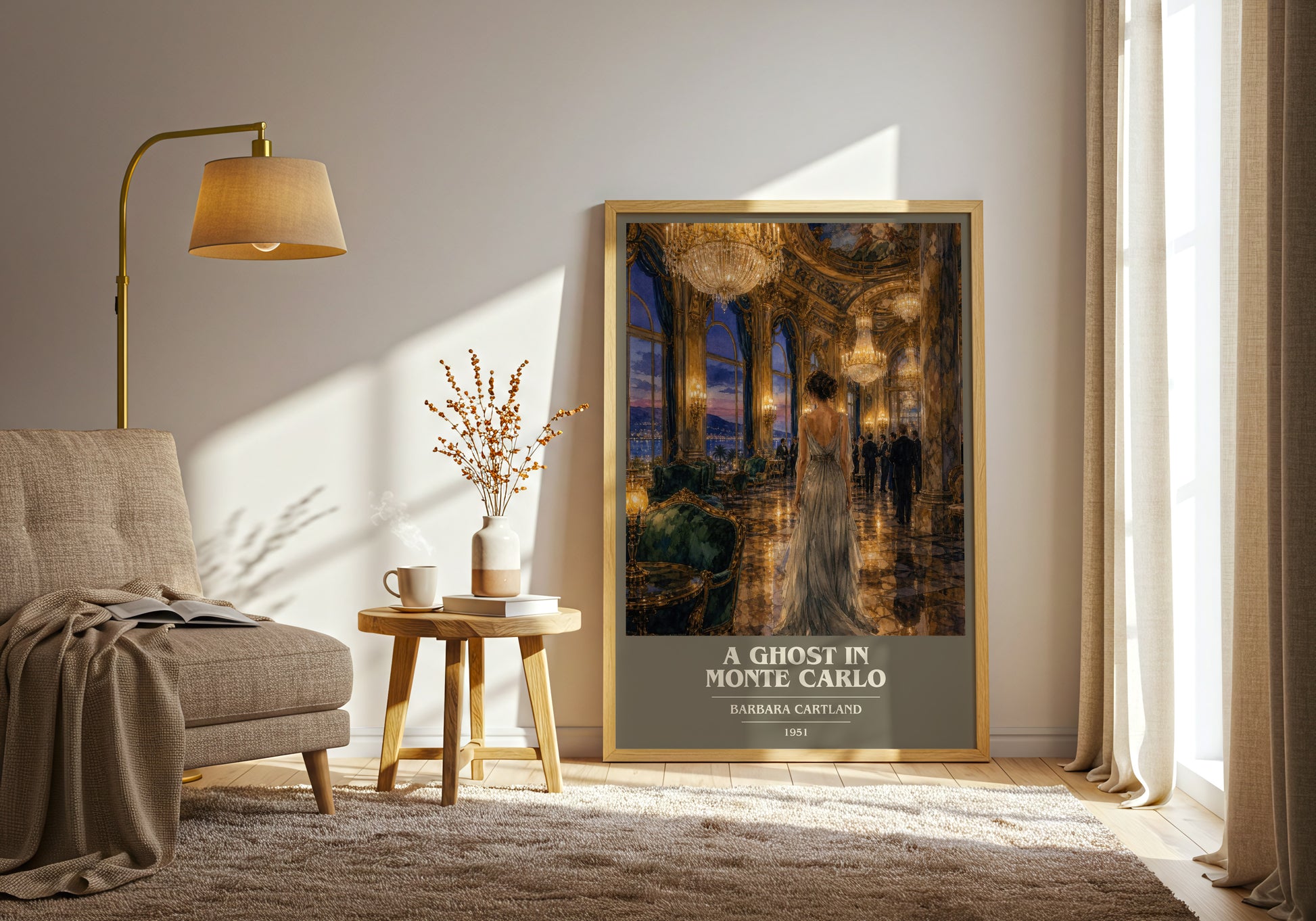 A Ghost In Monte Carlo book cover print on bookshelf – Barbara Cartland fan gift