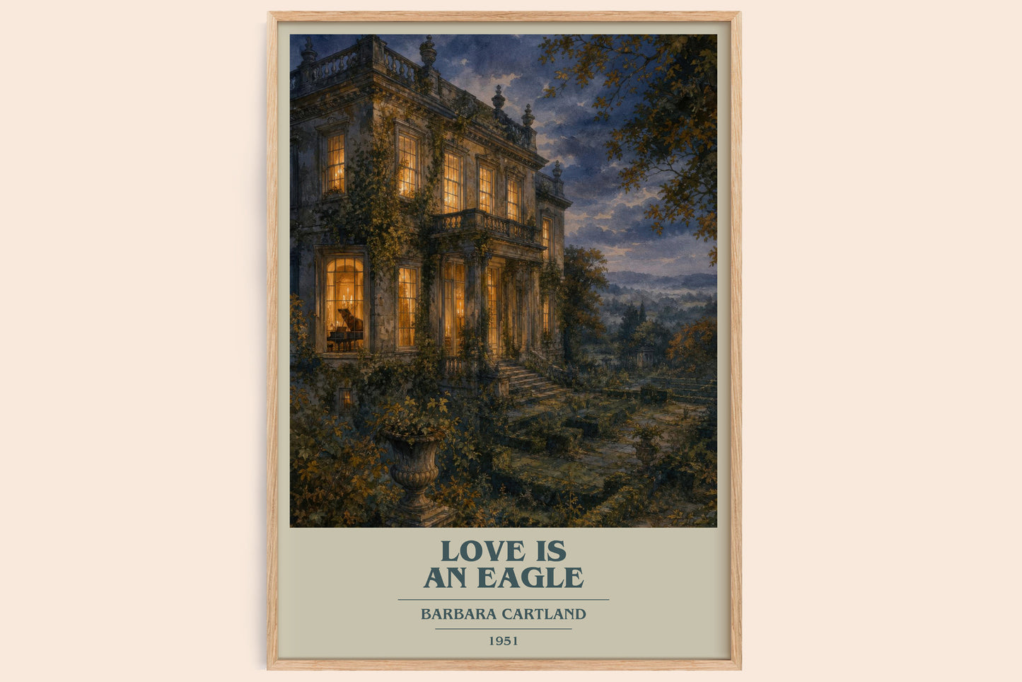Love Is An Eagle book cover book poster by Barbara Cartland – framed literary art print