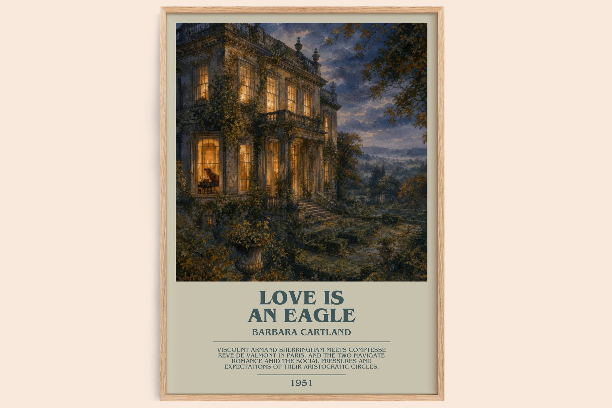 Love Is An Eagle bookish book poster by Barbara Cartland – framed literary art print