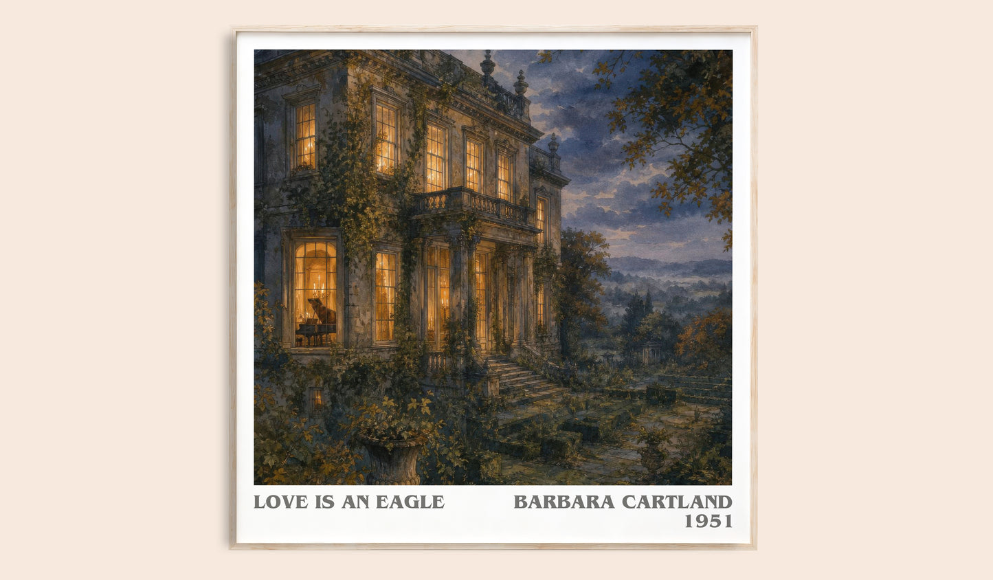 Love Is An Eagle literary book poster by Barbara Cartland – framed literary art print