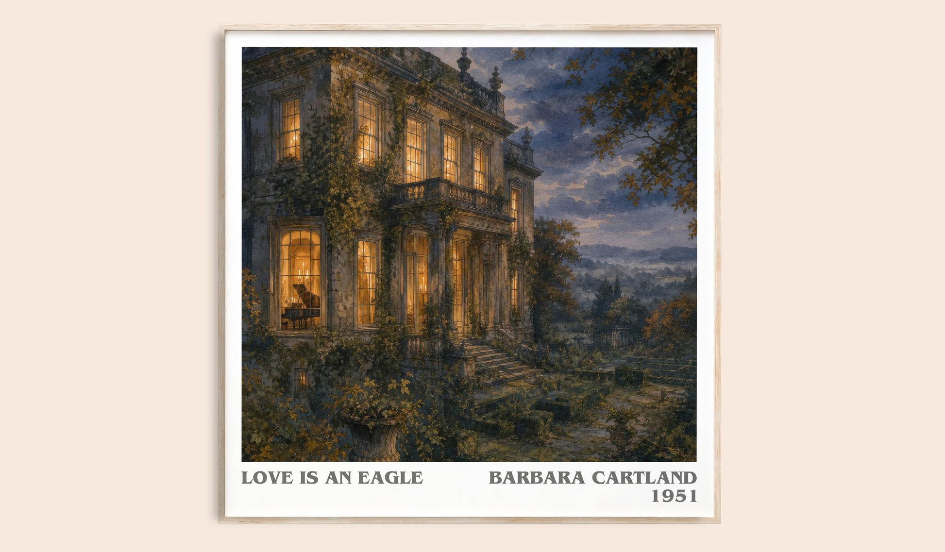 Love Is An Eagle literary book poster by Barbara Cartland – framed literary art print