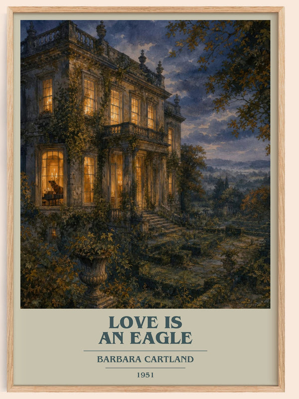 Love Is An Eagle book cover book poster by Barbara Cartland – framed literary art print