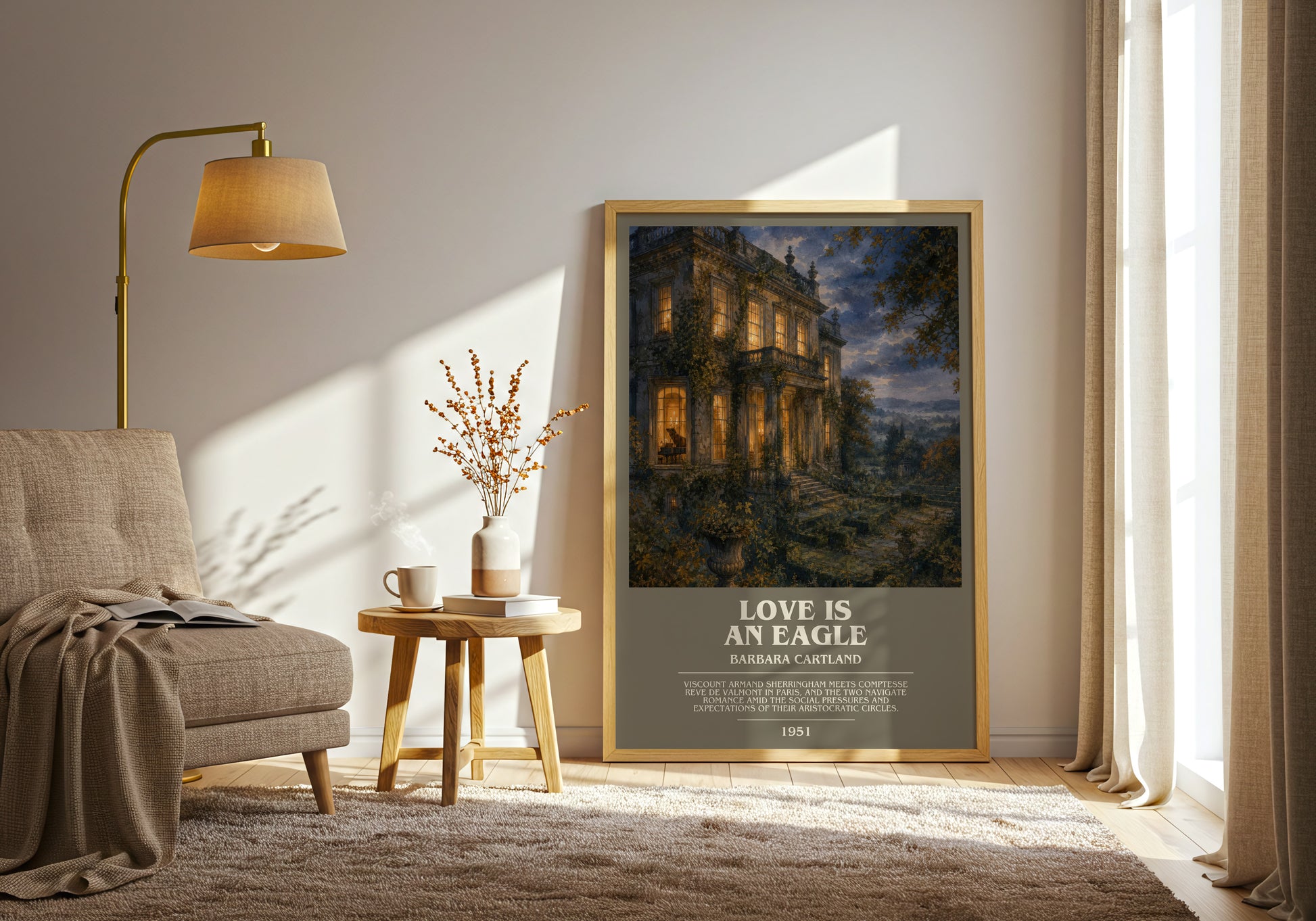 Love Is An Eagle bookish print on bookshelf – Barbara Cartland fan gift