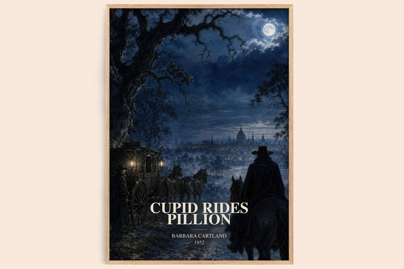 Cupid Rides Pillion watercolour book poster by Barbara Cartland – framed literary art print