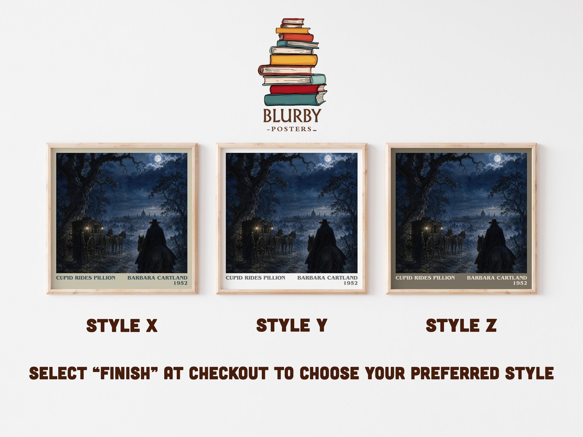 Cupid Rides Pillion literary print in frame leaning in hallway – historical fiction wall art
