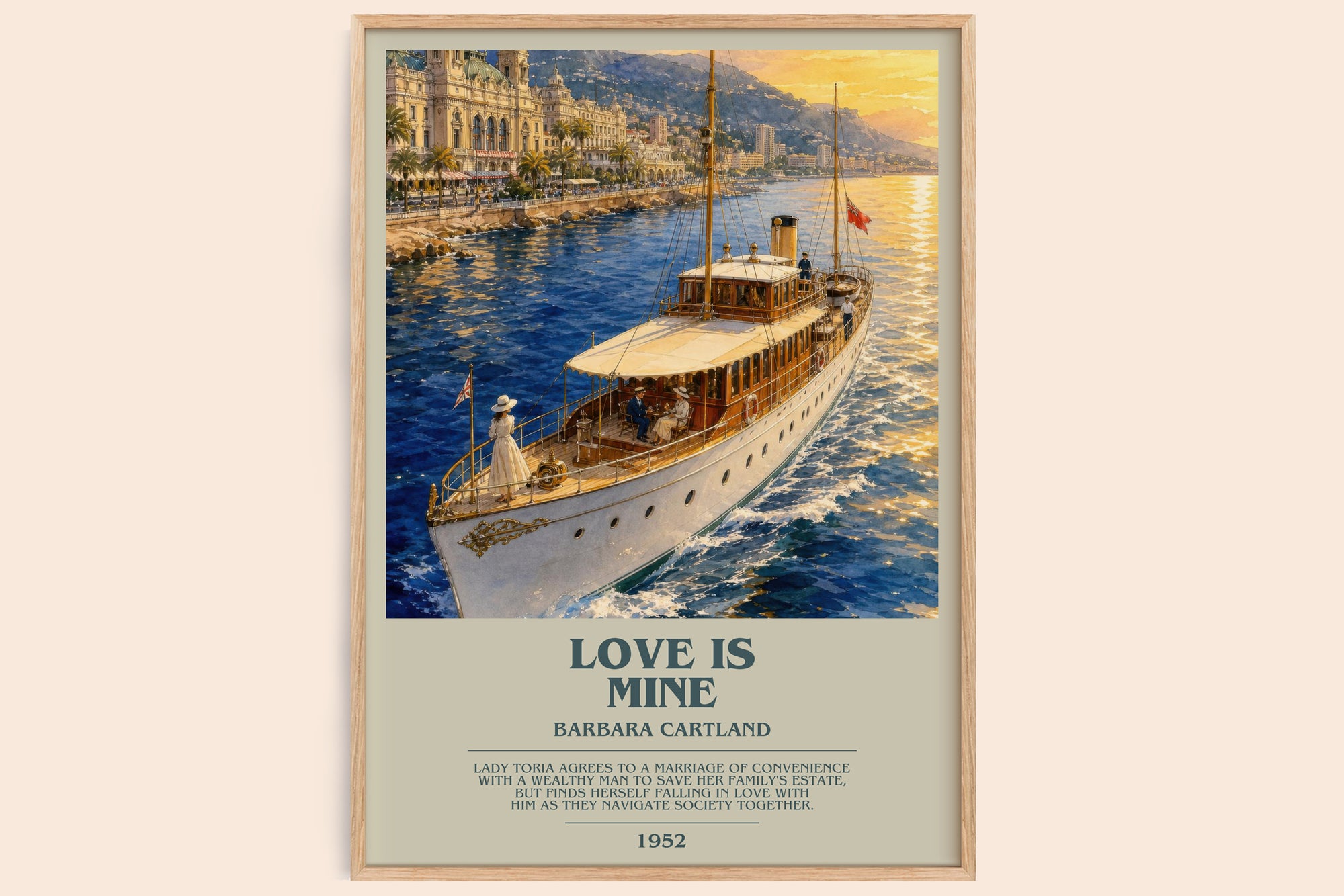Love Is Mine bookish book poster by Barbara Cartland – framed literary art print
