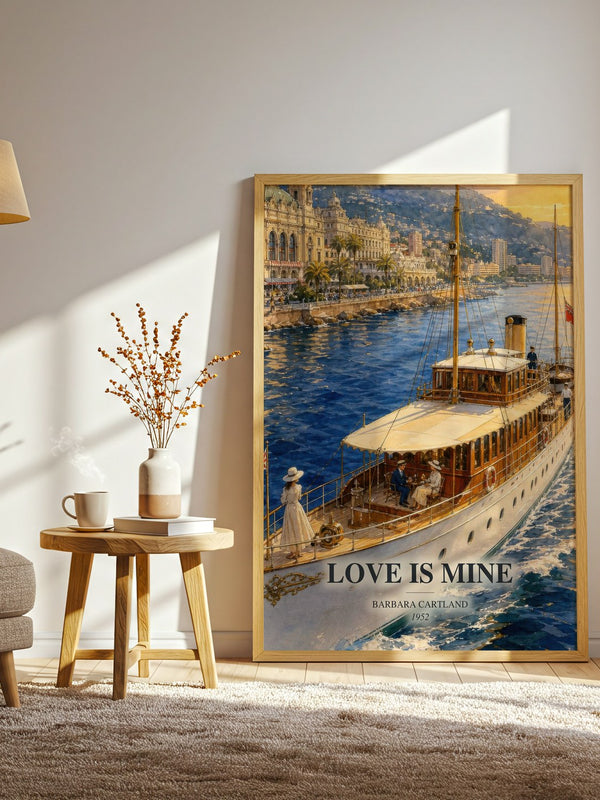 Love Is Mine watercolour print in frame leaning in hallway – romance wall art