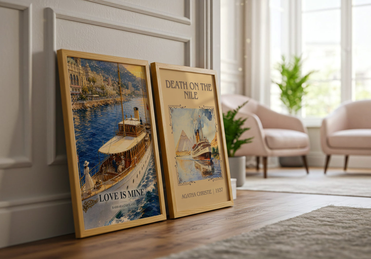 Love Is Mine watercolour print framed by window – literary home decor
